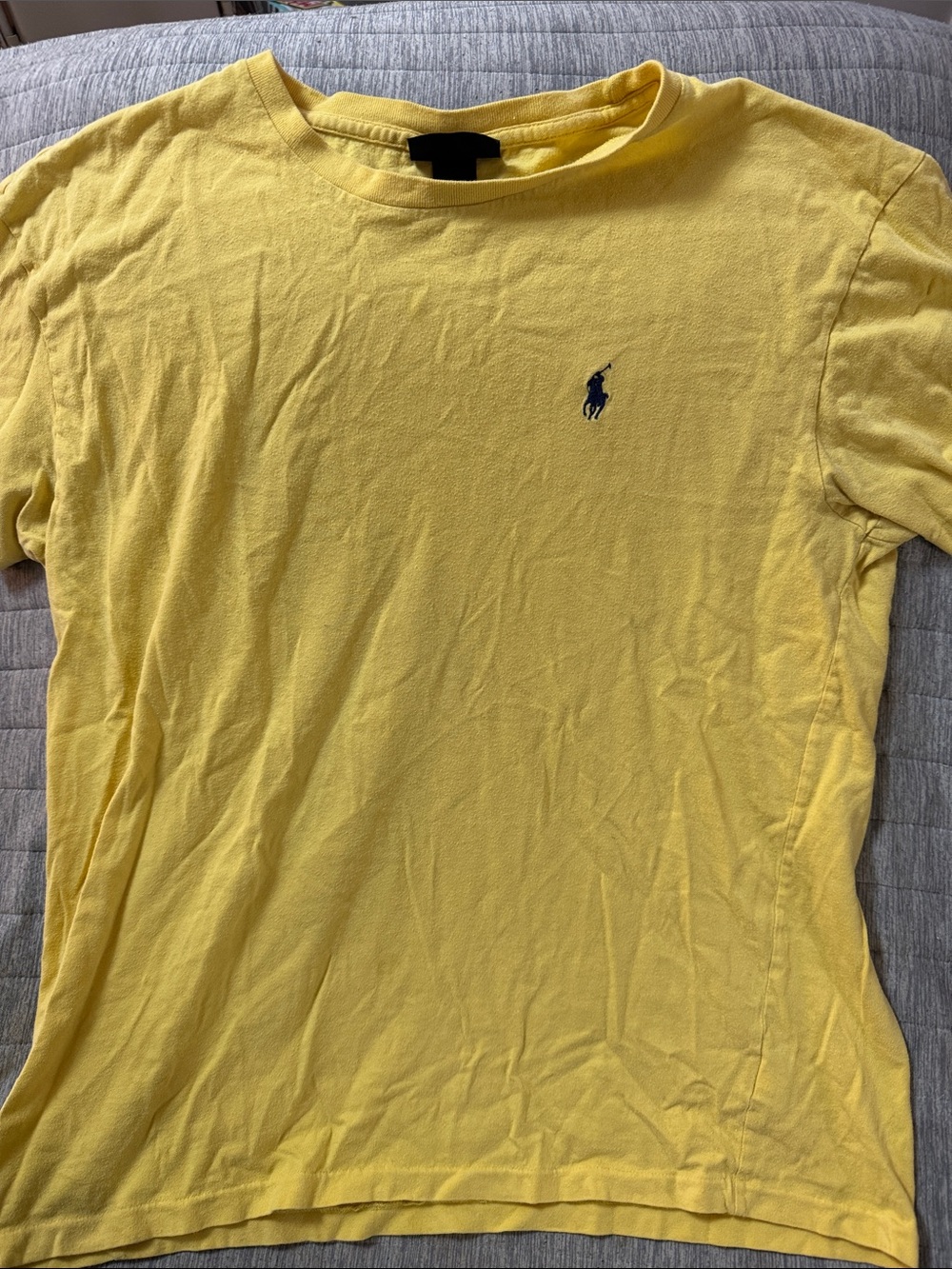 Polo by Ralph Lauren Men's Yellow Short Sleeve Crew Tee with Navy Logo